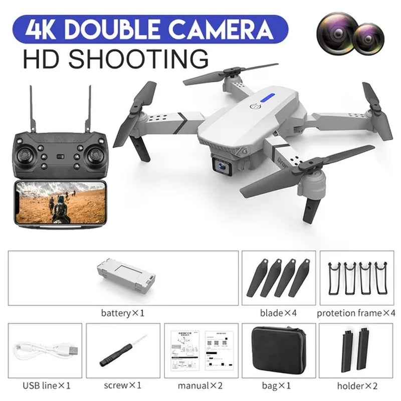 2024 E88Pro RC Drone 4K Professinal with 1080P Wide Angle HD Camera Foldable Helicopter WIFI FPV Height Hold Gift Toy