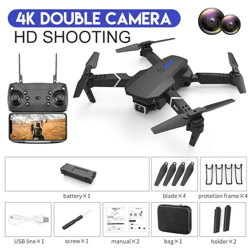 2024 E88Pro RC Drone 4K Professinal with 1080P Wide Angle HD Camera Foldable Helicopter WIFI FPV Height Hold Gift Toy