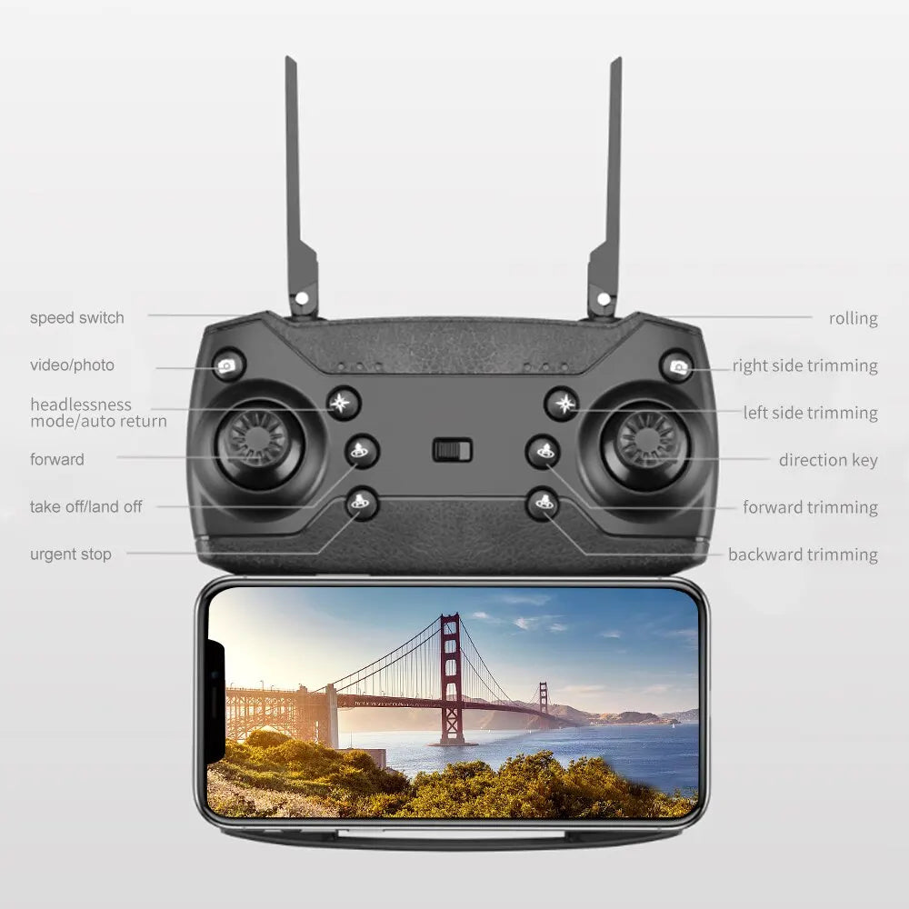 2024 E88Pro RC Drone 4K Professinal with 1080P Wide Angle HD Camera Foldable Helicopter WIFI FPV Height Hold Gift Toy