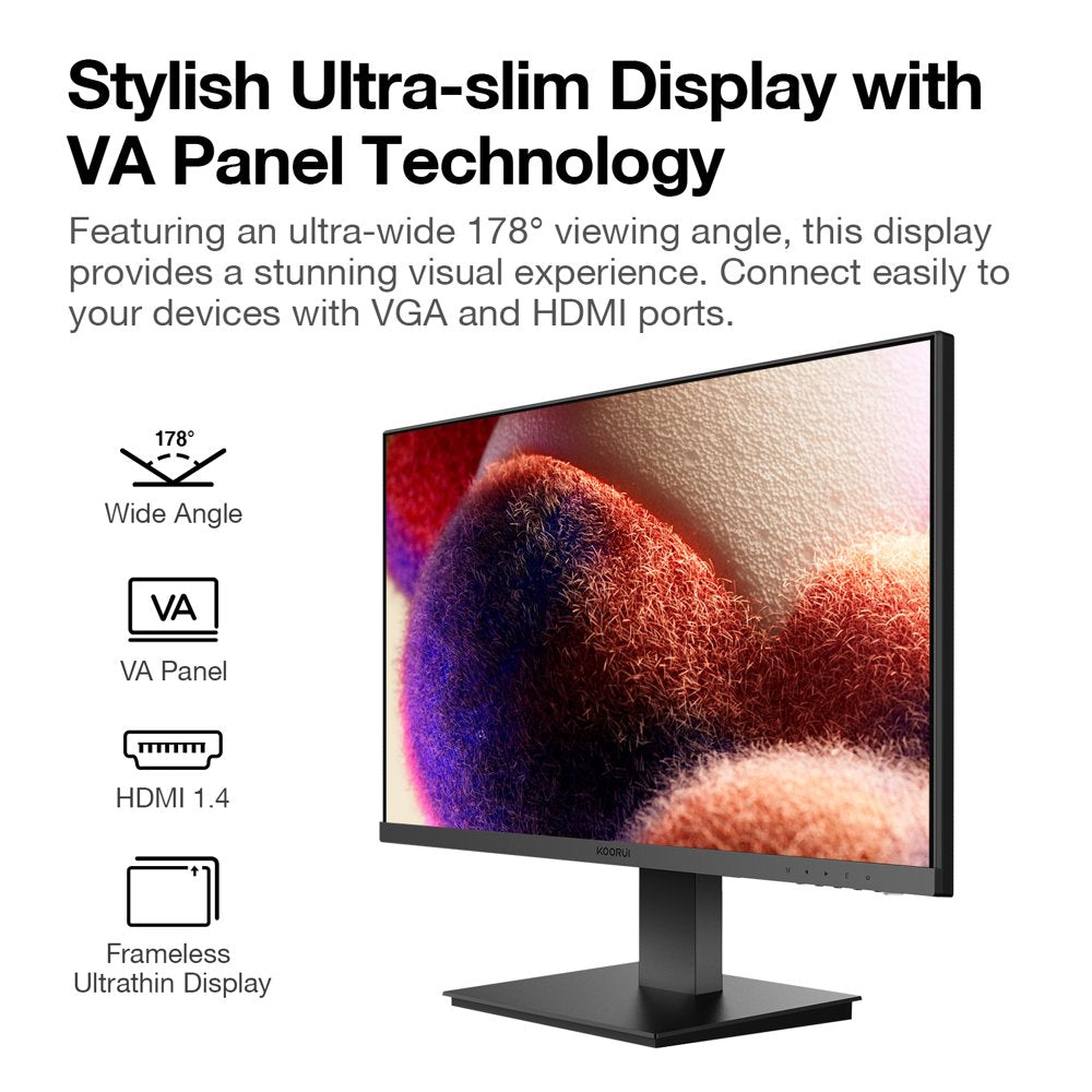 27'' FHD Gaming Monitor, 1080P, 75HZ, HDMI+VGA, 99% SRGB, Virtually Borderless Design Display 27N1A